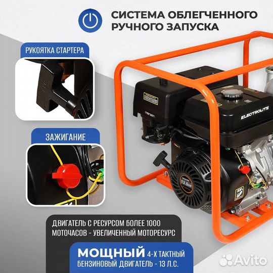 Помпа бензиновая для откачки воды electrolite GP-1