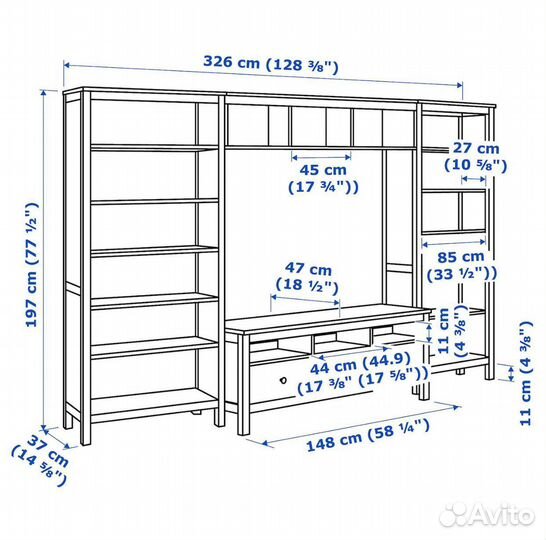 Hemnes IKEA мебель комбинация набор под тв