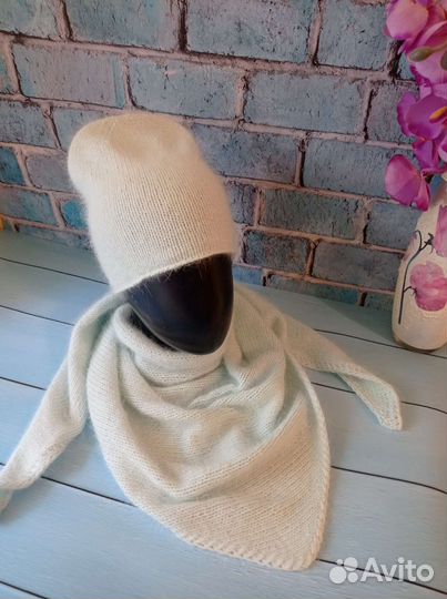 Бактус+шапочка бини. Пух норки. Ручная работа