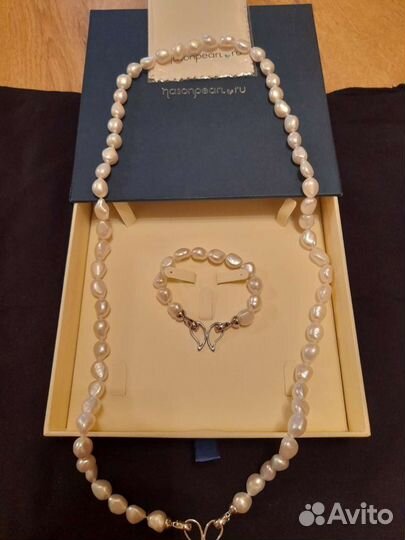 Ожерелье и браслет из натурального жемчуга Барокко