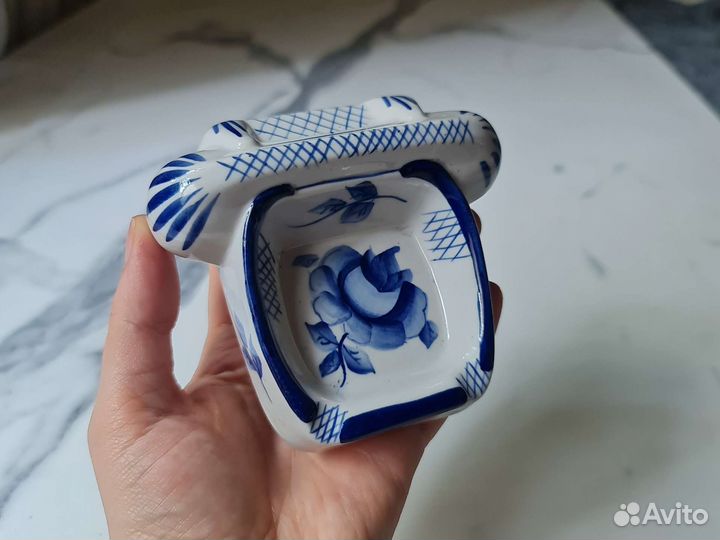 Гжель Фарфоровая пепельница телефон винтаж СССР