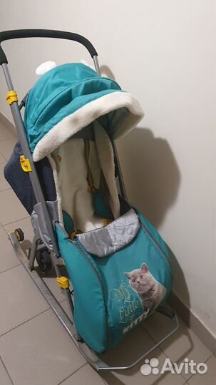 Детские санки коляска с колесами