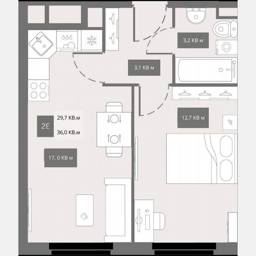 1-к. апартаменты, 36 м², 11/11 эт.