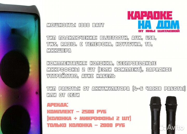 Дискотека на дом: колонки, караоке, дым, свет