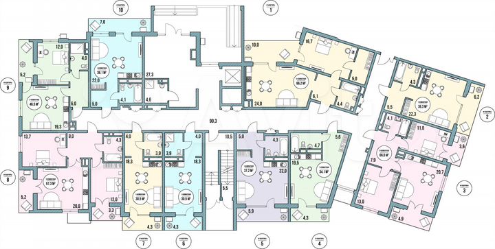 2-к. квартира, 73,2 м², 1/5 эт.