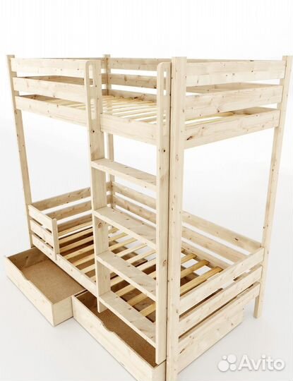 Двухъярусная кровать с матрасами