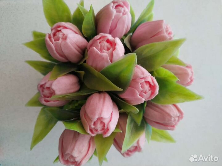 Тюльпаны из мыла в горшочке