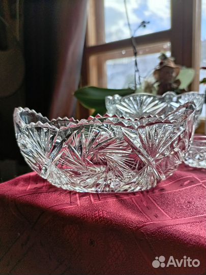 Хрустальная конфетница и салатник СССР