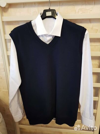 Школьный жилет и рубашка для мальчика р.164