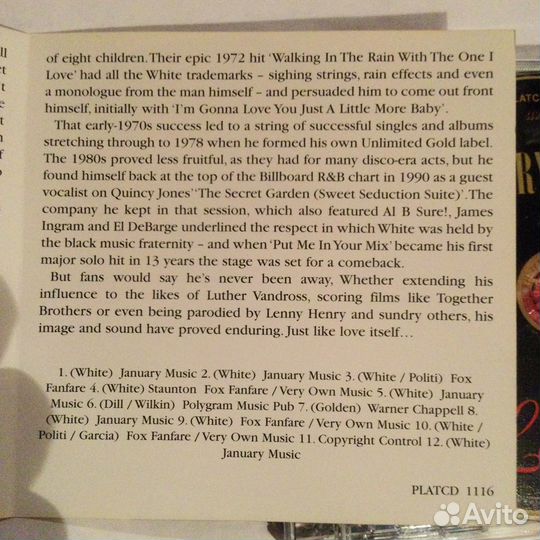 CD Barry White/ With Love,1998, Israel