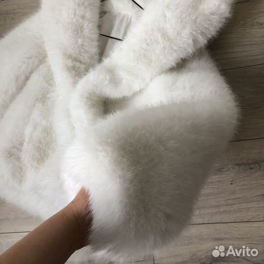 Шуба белая с капюшоном люкс XS S M L новая