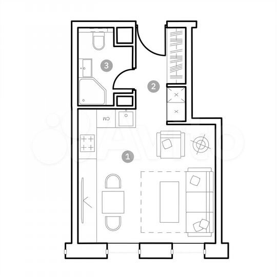 Апартаменты-студия, 26,3 м², 3/20 эт.