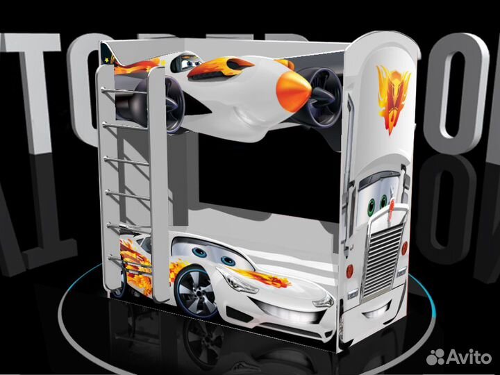 Двухъярусная детская кровать для мальчика с бортик