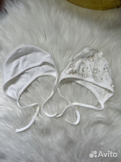 Шапочки и антицарапки на новорождённого