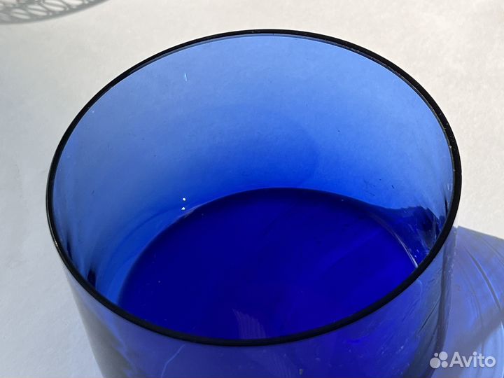 Сахарница СССР синее стекло