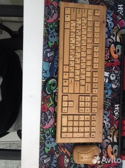 Беспроводные клавиатура и мышь konoos бамбук