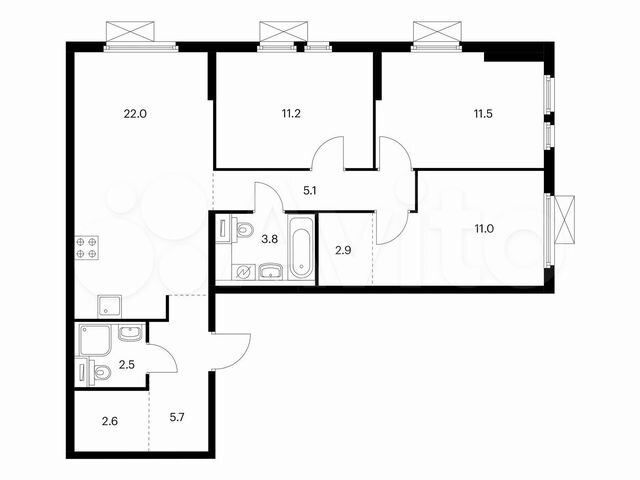3-к. квартира, 78,3 м², 24/25 эт.