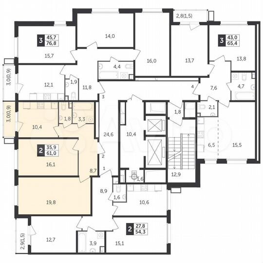 2-к. квартира, 60,6 м², 21/22 эт.