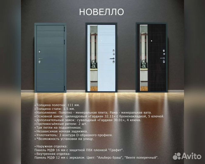 Дверь входная с зеркалом Новелло