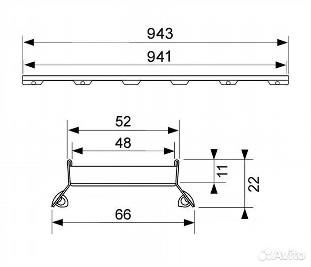 Решетка tece tecedrainline plate II под облицовку плиткой прямая 1000 мм 601072