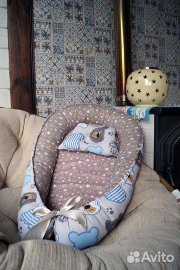 Кокон для новорожденных (гнездышко) с подушечкой