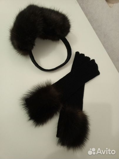 Набор митенки и наушники с соболем