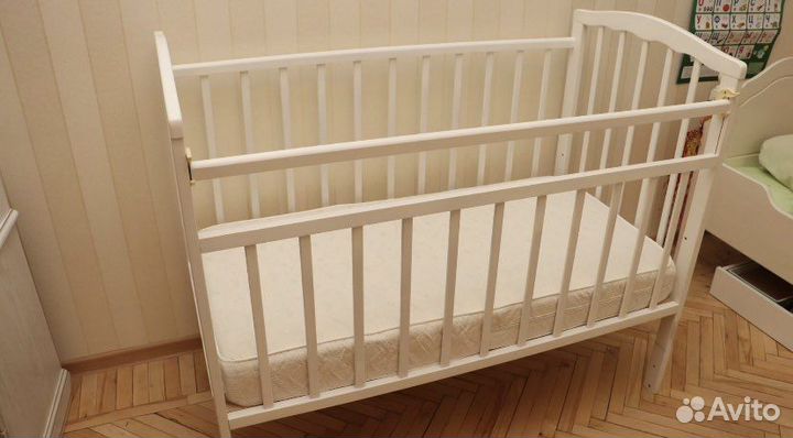 Кроватка детская с ортопедическим матрасом askona