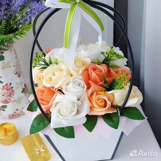 Корзины из мыльных цветов, подарок учителю