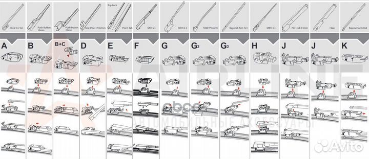 Щетка стеклоочистителя бескаркасная 10 адаптеро