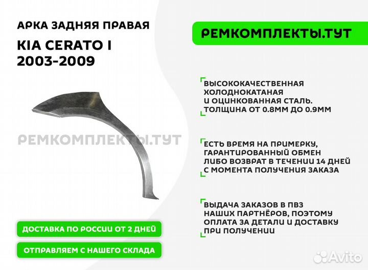 Арка задняя Kia Cerato 1 правая