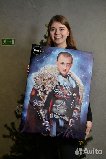 Портрет по фотографии на холсте