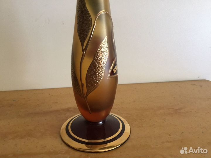 Ваза Позолота Богемия Чехословакия Времен СССР Нов