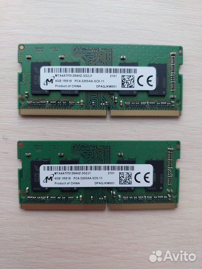 Память для ноута HP ddr4 4gb*2шт 3200Mhz
