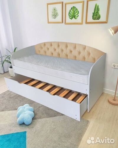Кровать 2е спальное велюр лдсп детская