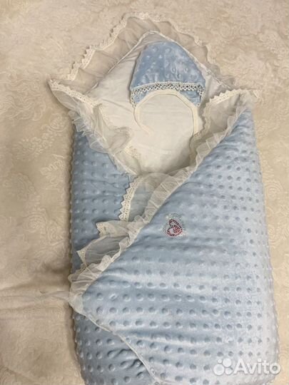 Конверт на выписку или зимний плед, чепчик