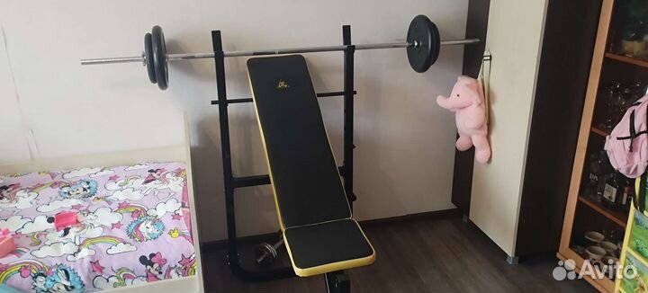 Штанга гриф блины скамья