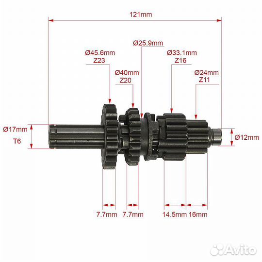 Первичный и вторичный вал (кпп) YX125, YX140 E