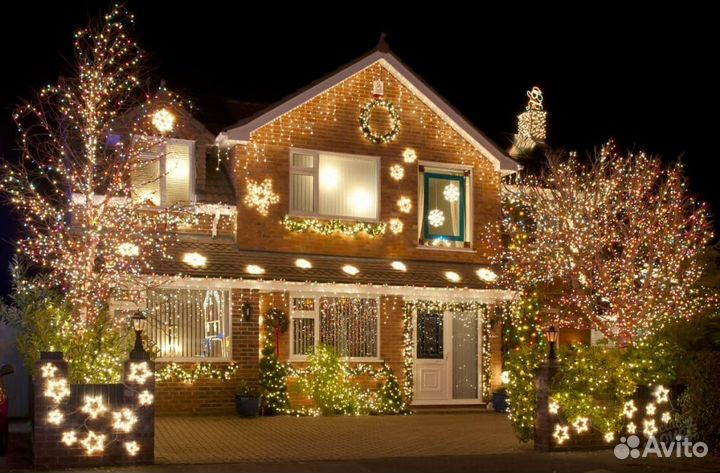 Украшения дома гирляндами