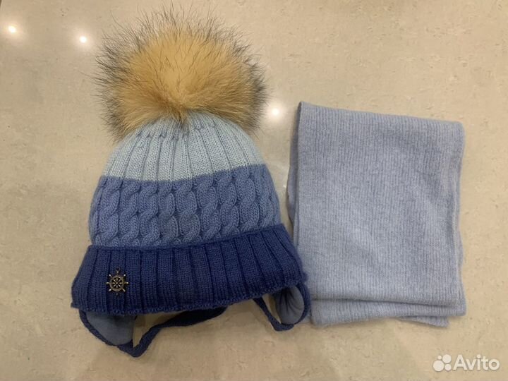 Очень теплая шапка с помпоном размер 48-50