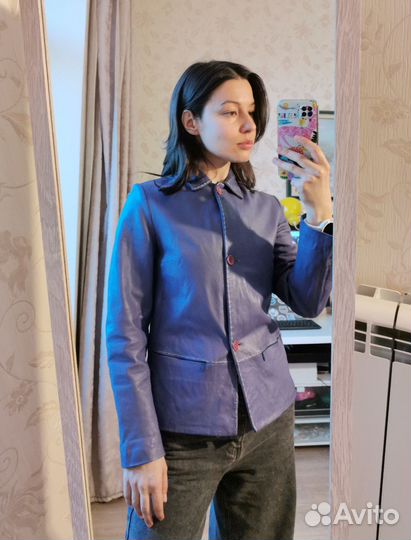 Винтажная кожаная куртка пиджак