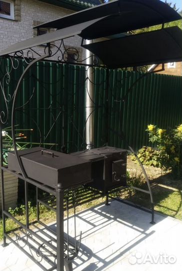 Мангал с печью под казан и крышей от производителя