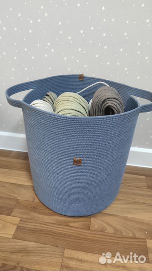Бельевая корзина из хлопкового шнура