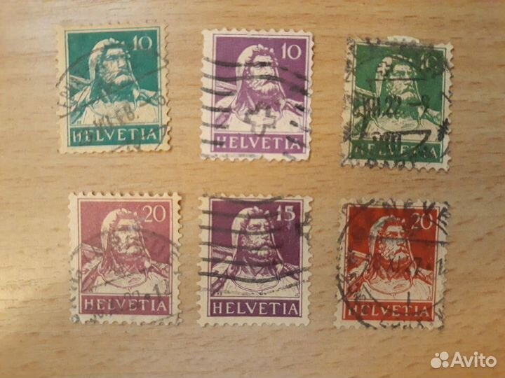 Марки Швейцария - 6 шт
