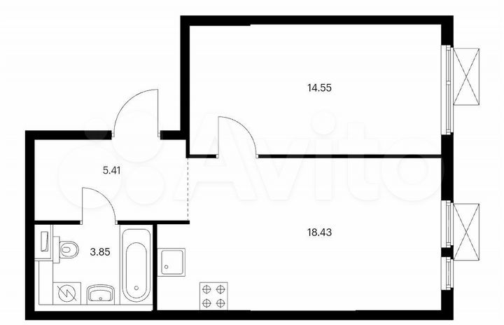 1-к. квартира, 42,2 м², 19/33 эт.
