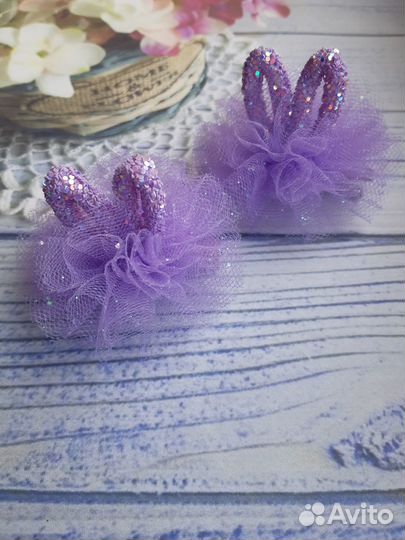 Заколки для девочек из фатина с ушками