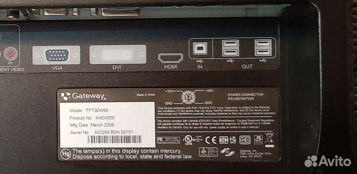 Монитор Gateway (экран не работает)