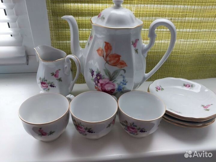 Кофейный сервиз СССР Мейсинский цветок