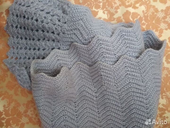 Шарф ручной работы светло сиреневый 100 шерсть