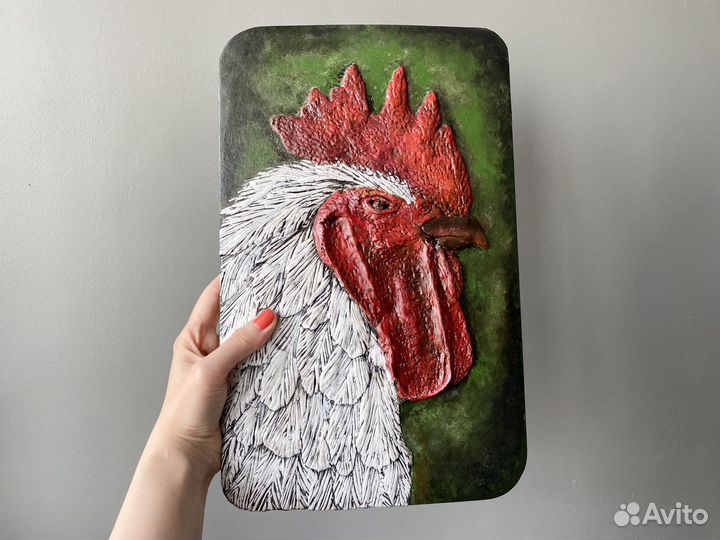 Лофт петух панно деревянное