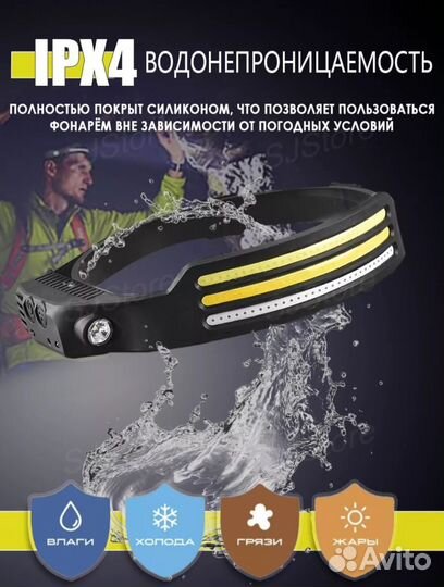 Налобный фонарь с сенс. управлением